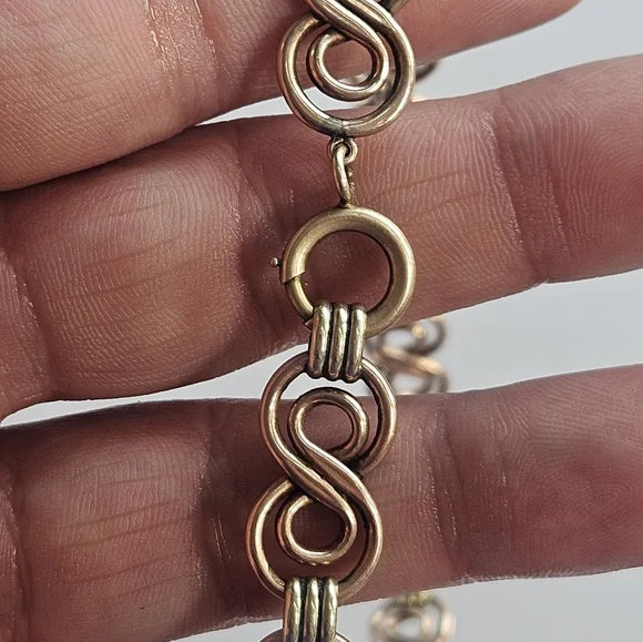 Victorian 14k Yellow & Rose Gold Filled Unique Link Heavy 32g 16.5 Necklace